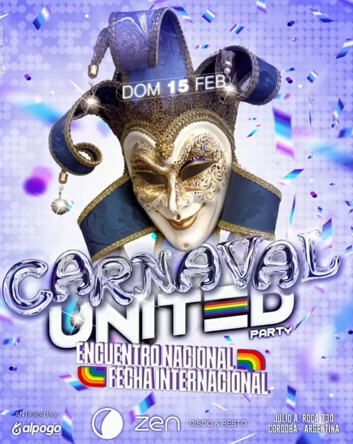 Cordobagay.com.ar y Osos de Córdoba: Entradas FREE para United Party Carnaval del 15 de Febrero de 2026