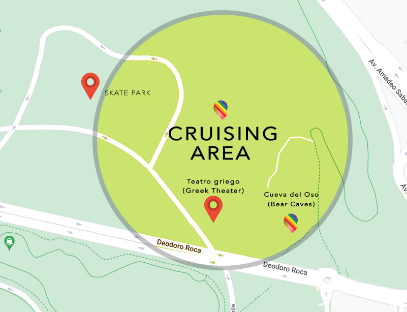 Zona de Cruising en el parque Sarmiento de Córdoba.