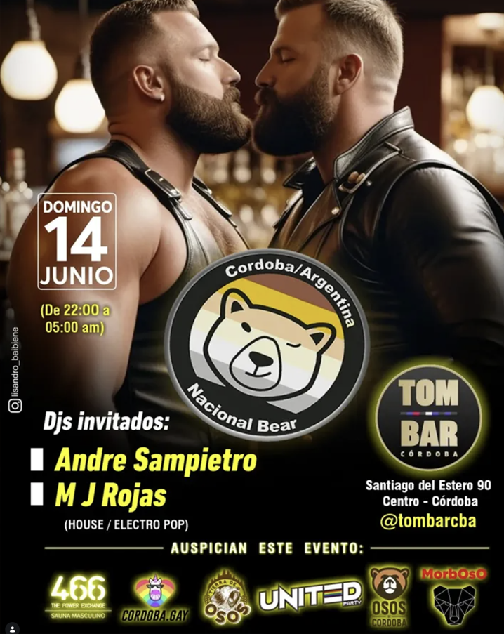 Cordobagay.com.ar y Osos de Córdoba: FREE para Nacional Bear Pride Edition en Tom Bar, Córdoba - 14 de Junio del 2026